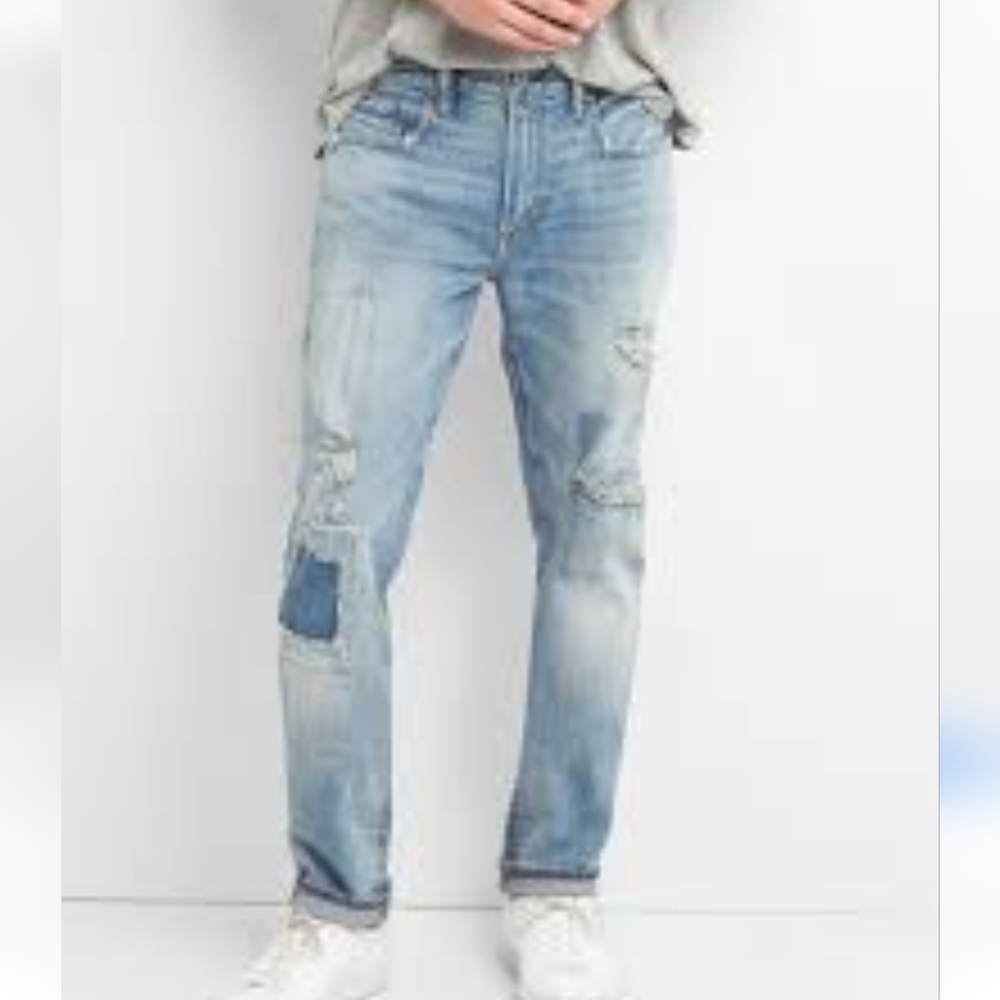 GAP Cone Denim Distressed Patchwork Skinny Jean